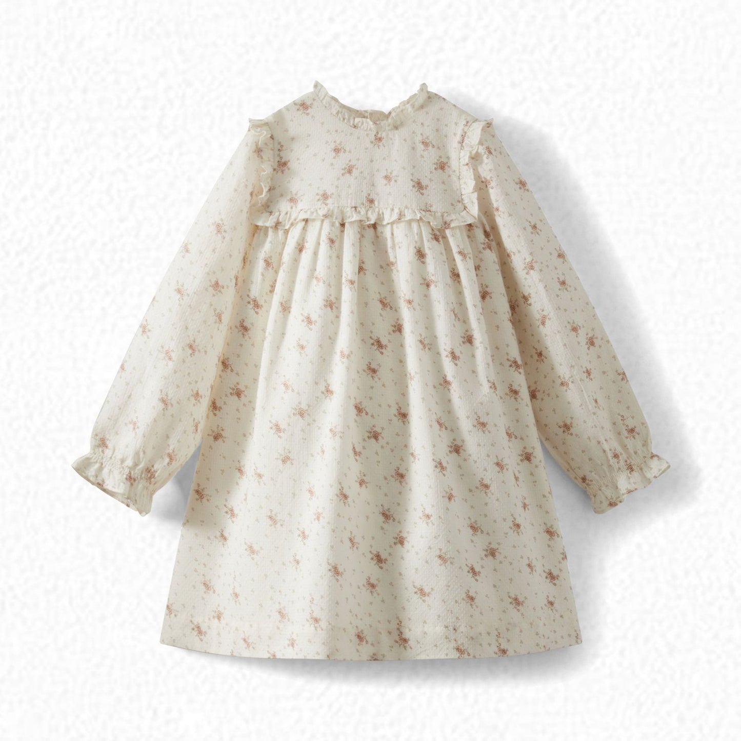 婴儿女童白色印花棉连衣裙