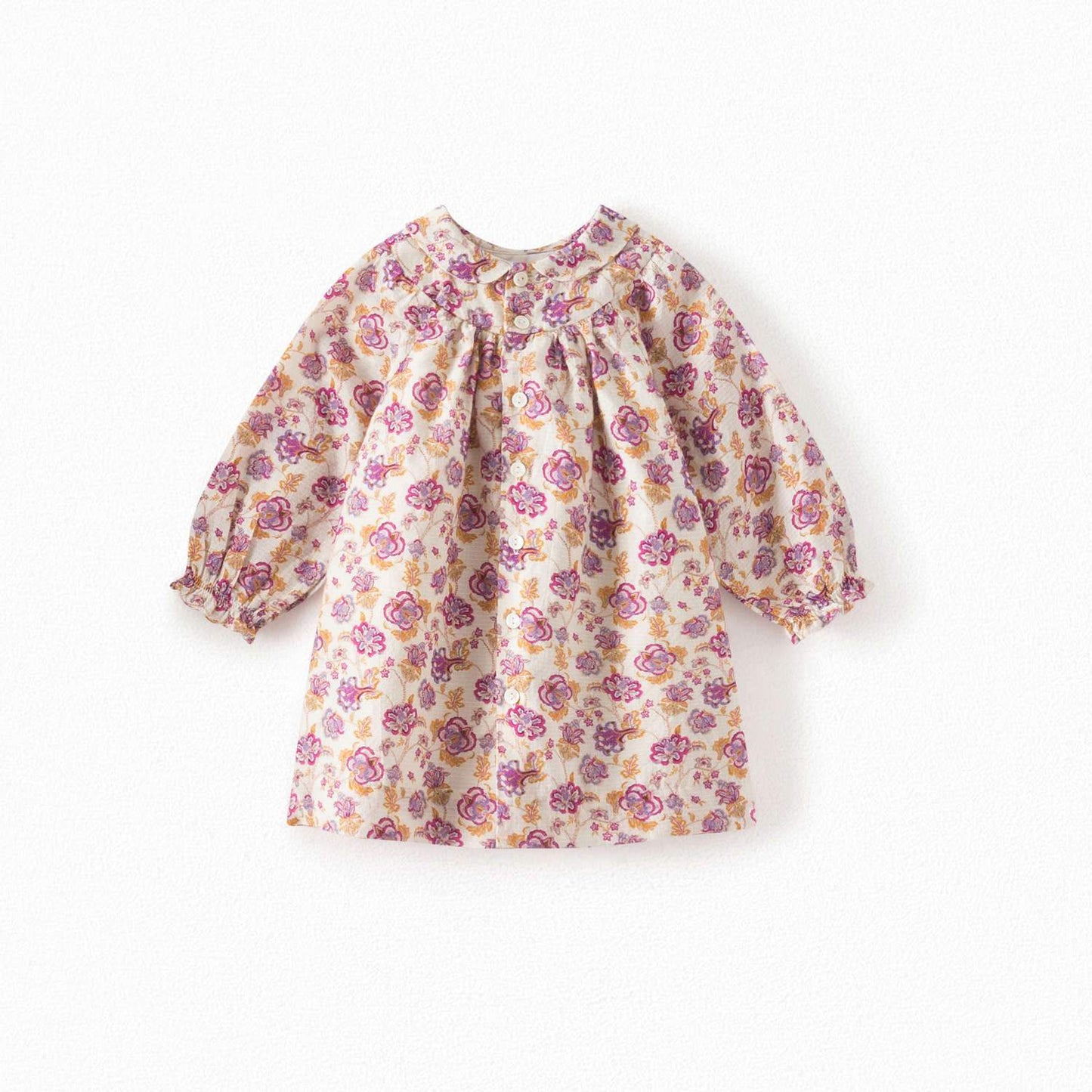 女婴白色印花棉连衣裙