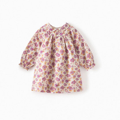 女婴白色印花棉连衣裙