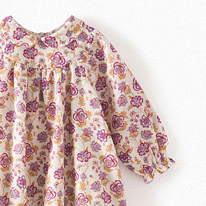 女婴白色印花棉连衣裙