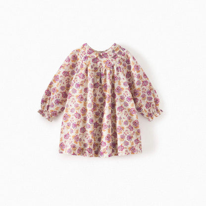 女婴白色印花棉连衣裙