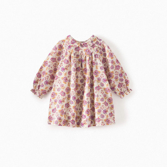 女婴白色印花棉连衣裙