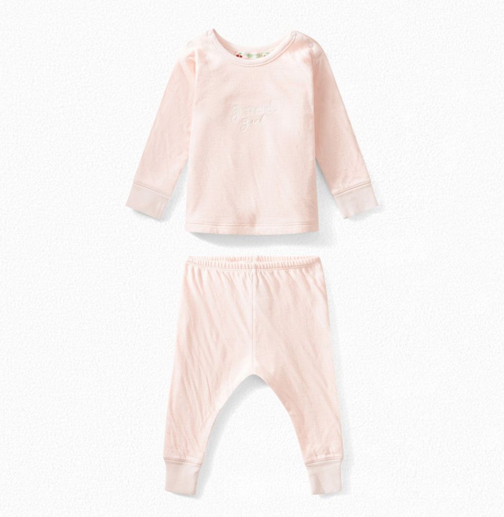女婴浅粉色棉套装