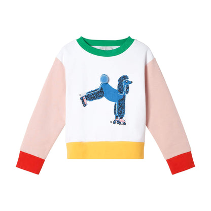 女童白色印花棉卫衣