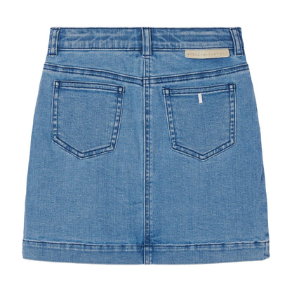 女童蓝色刺绣牛仔短裙