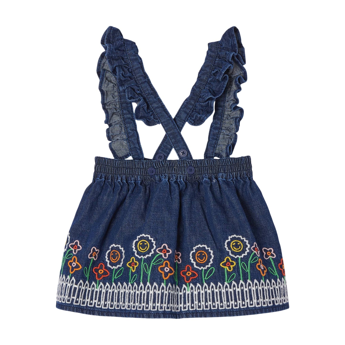 女婴深蓝色刺绣牛仔短裙
