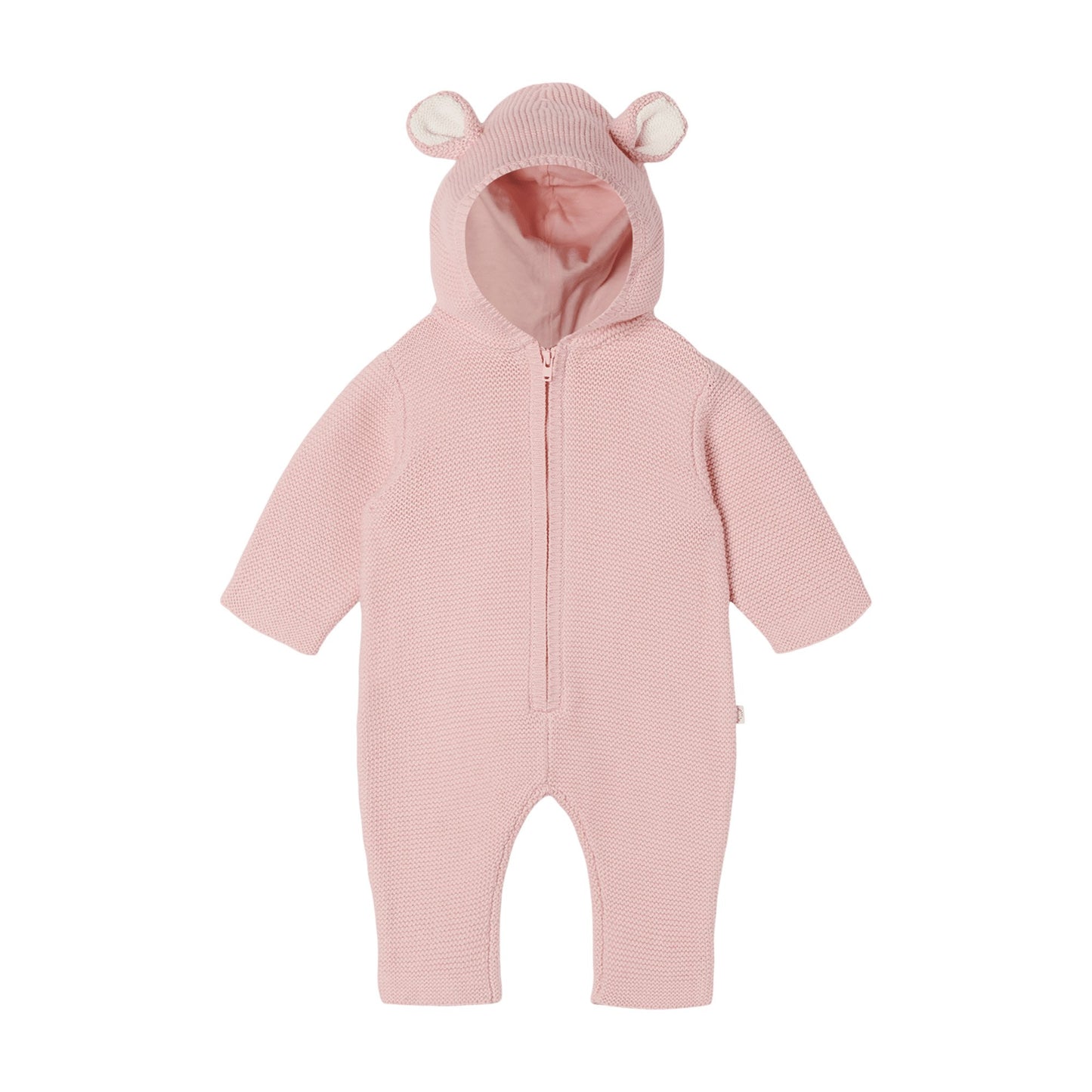 女婴粉色针织连体衣