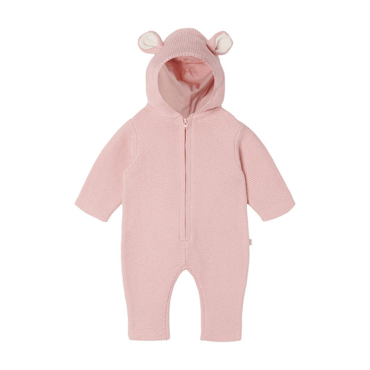 女婴粉色针织连体衣