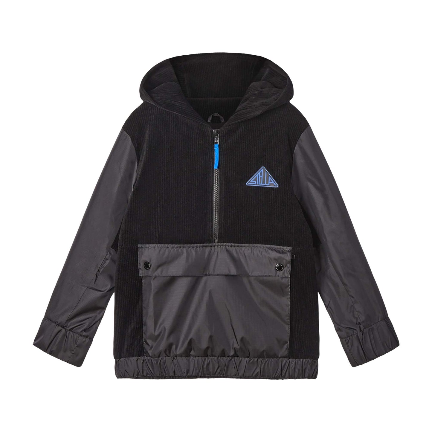 男童黑色灯芯绒连帽卫衣