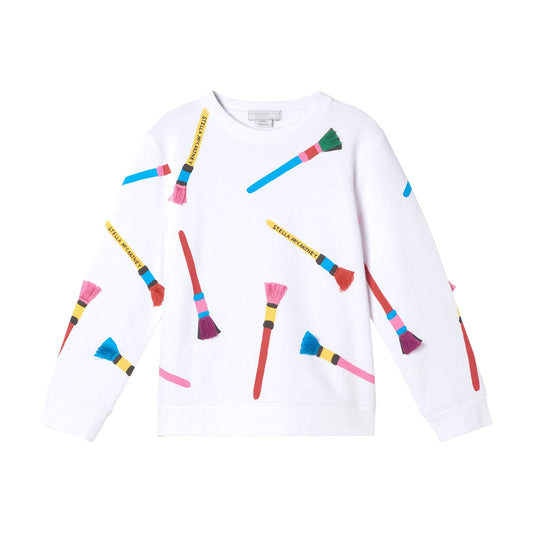 女童白色铅笔刷卫衣