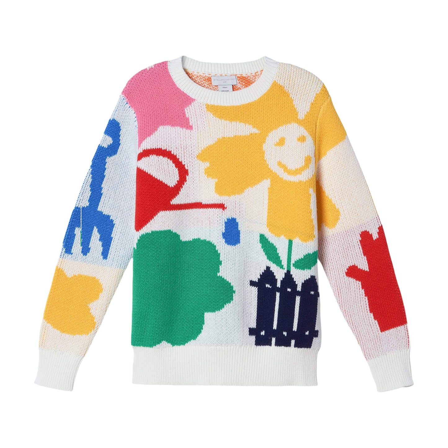 女童白色图案棉毛衣