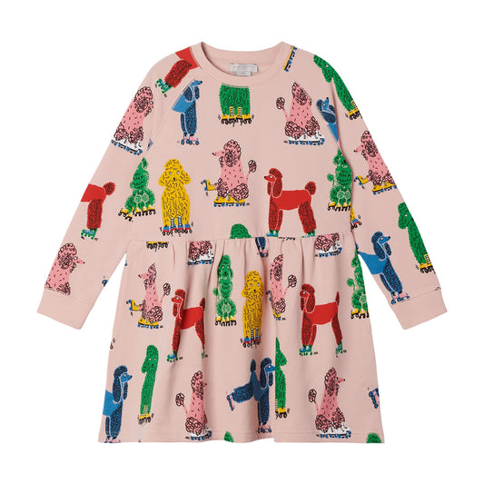 女童粉色印花棉连衣裙