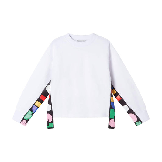 女童白色Logo棉卫衣