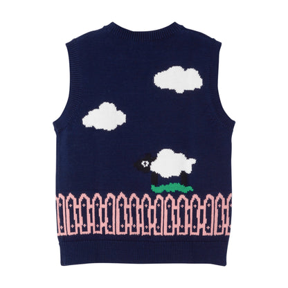 女童深藏青色针织马甲