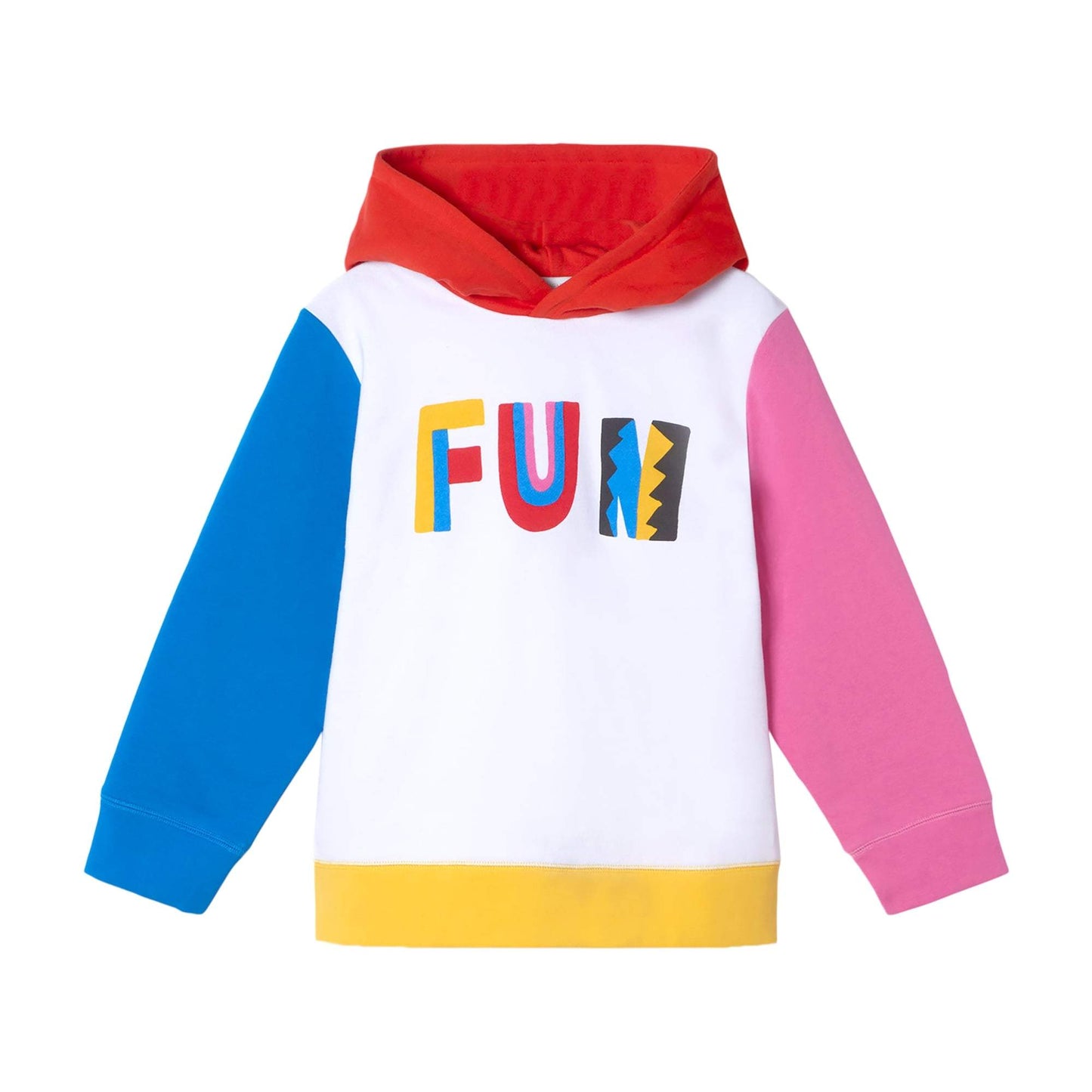 女童白色'FUN'连帽卫衣