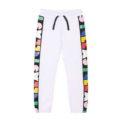 女童白色Logo棉长裤