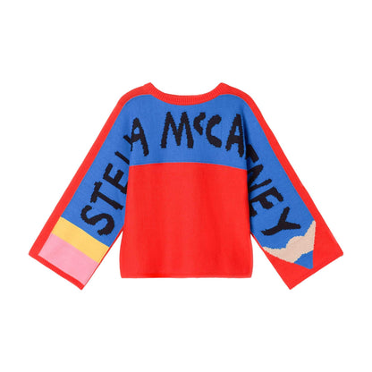 女童红色Logo棉毛衣