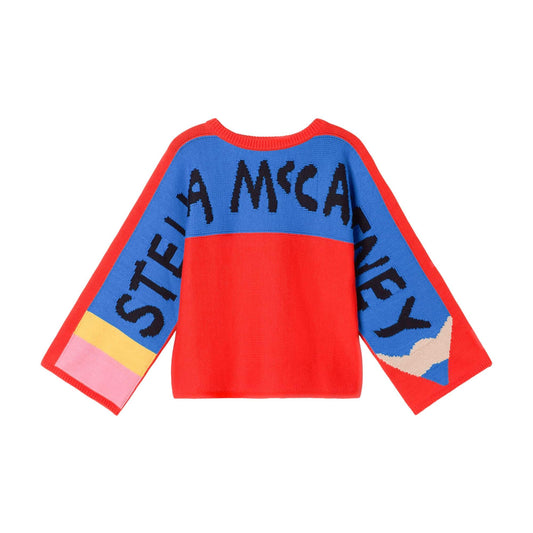 女童红色Logo棉毛衣