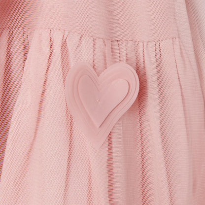 女童粉色心形薄纱连衣裙