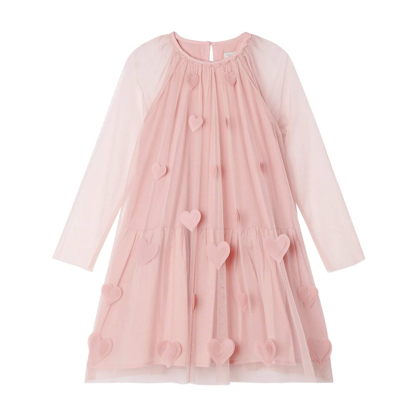 女童粉色心形薄纱连衣裙