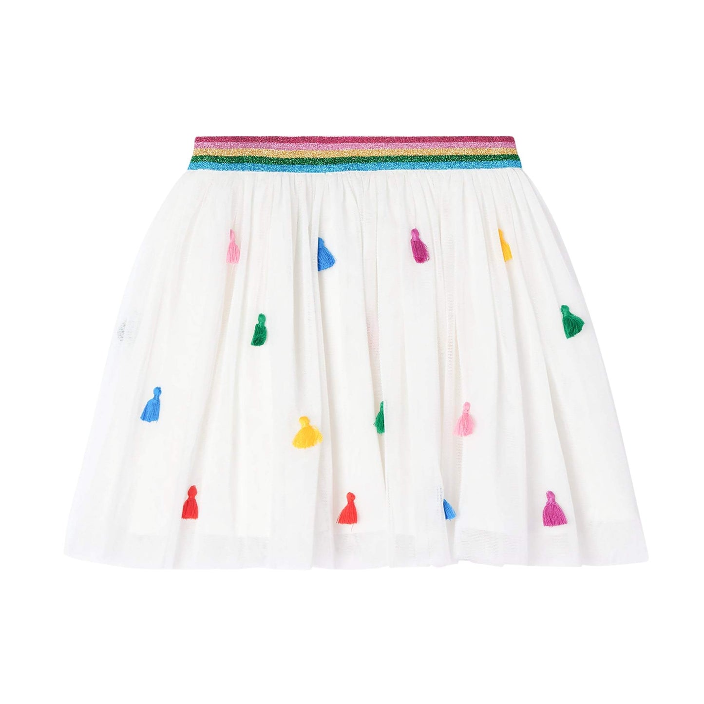 女童白色流苏薄纱短裙