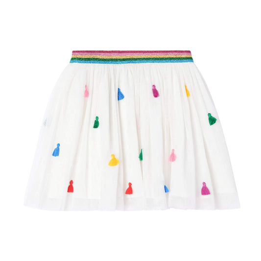 女童白色流苏薄纱短裙