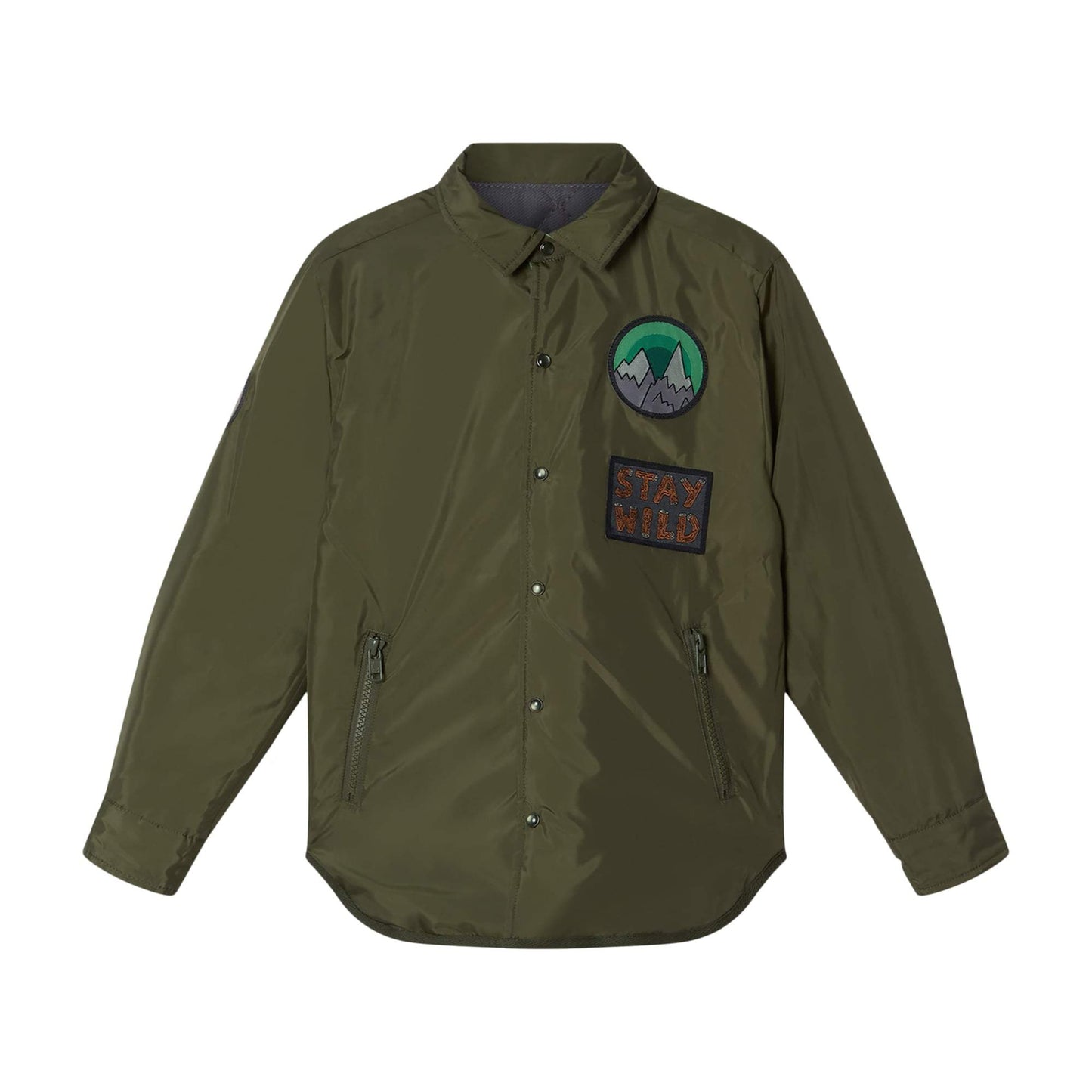 男童绿色格子双面衬衫