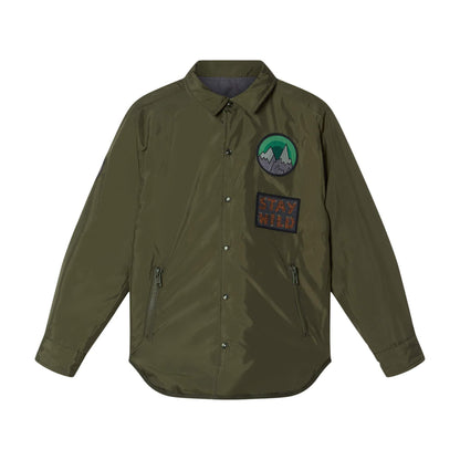 男童绿色格子双面衬衫