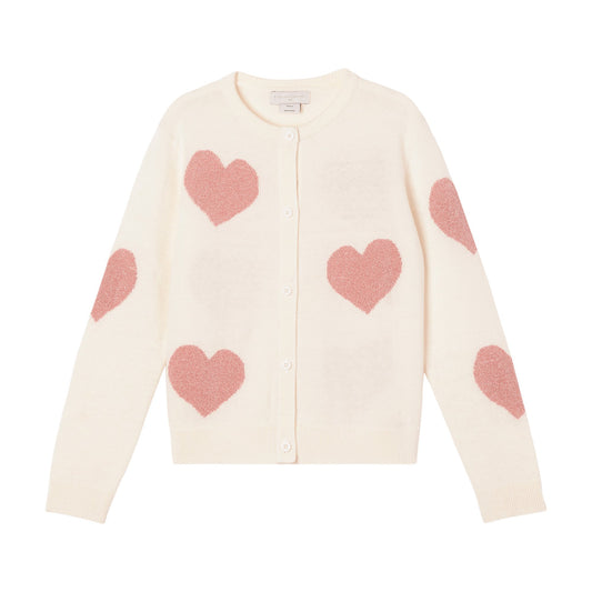 女童白色心形棉开衫