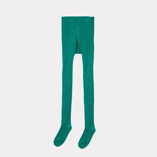 女童绿色棉连裤袜