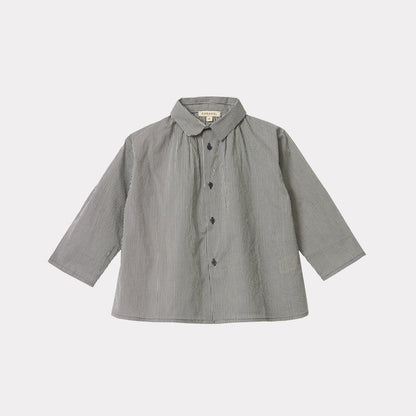 儿童藏青色条纹棉衬衫