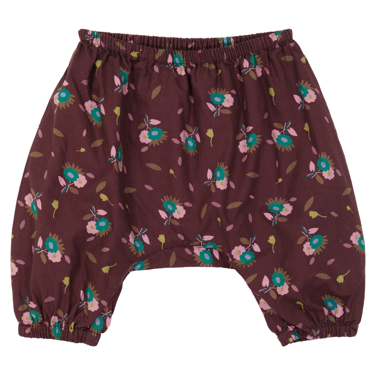 女婴棕色花朵印花棉长裤