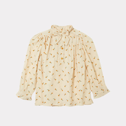 女童米色花朵印花衬衫