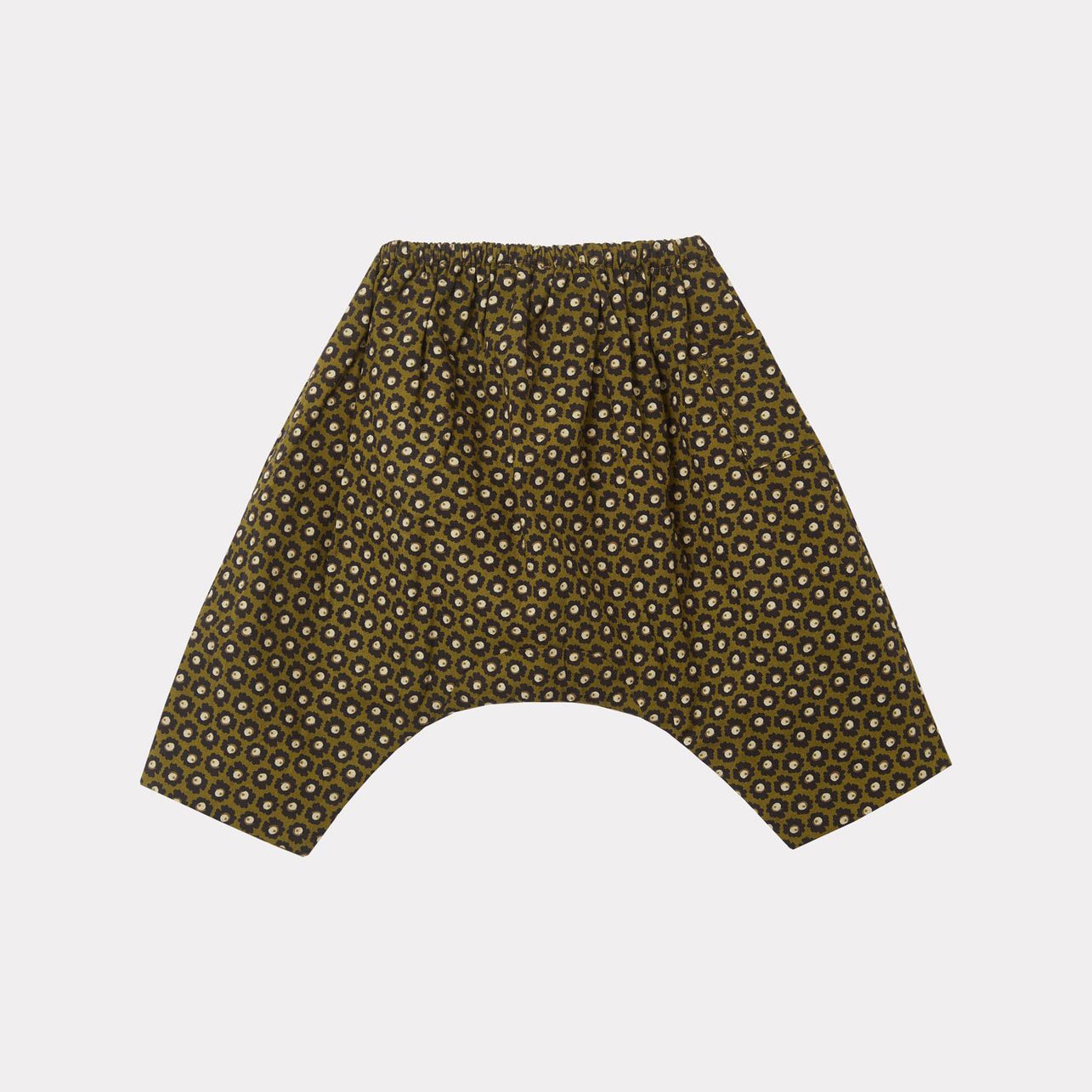 女童绿色花朵印花长裤