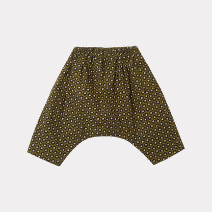 女童绿色花朵印花长裤