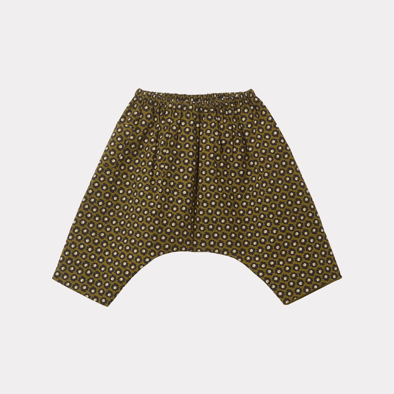 女童绿色花朵印花长裤