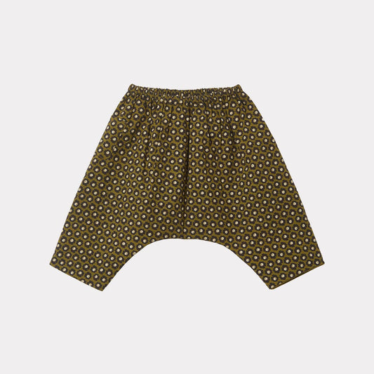 女童绿色花朵印花长裤