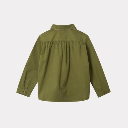 女童绿色棉衬衫