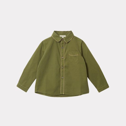 女童绿色棉衬衫