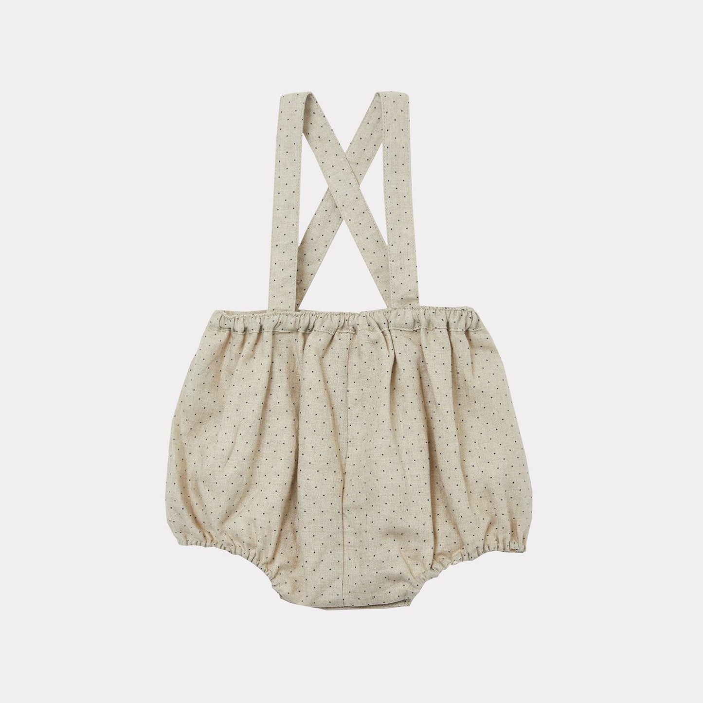 女婴奶油白圆点亚麻连体衣