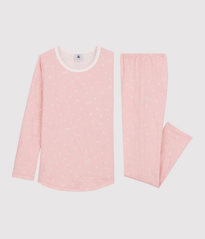 女童粉色棉睡衣套装