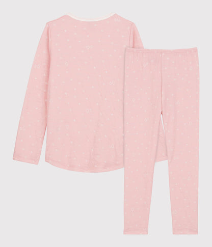 女童粉色棉睡衣套装