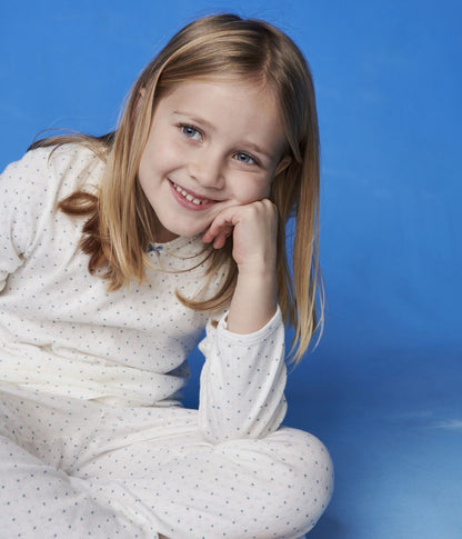 女童白色印花棉睡衣套装