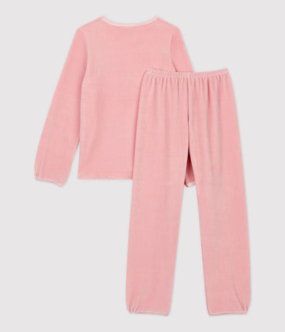 女童粉色印花睡衣套装