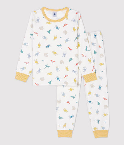 男童白色印花棉睡衣套装