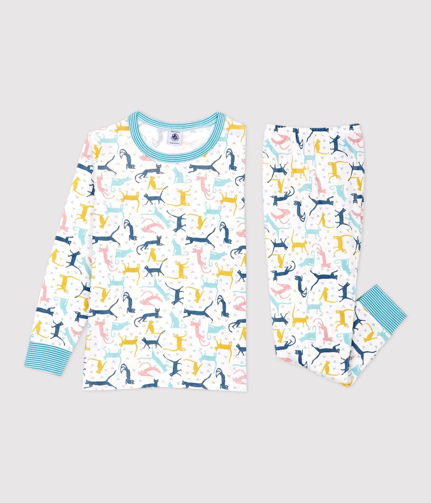 男童白色印花棉睡衣套装