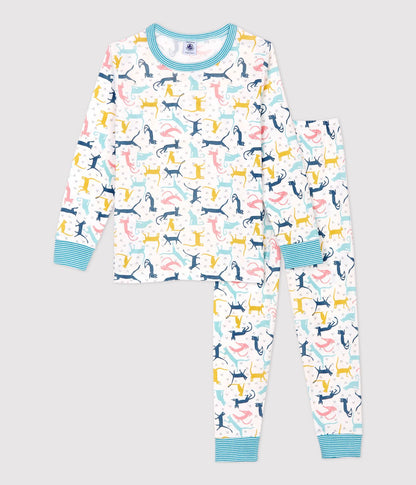 男童白色印花棉睡衣套装