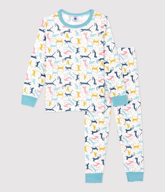 男童白色印花棉睡衣套装