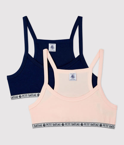 女童藏青色&粉色棉内衣套装