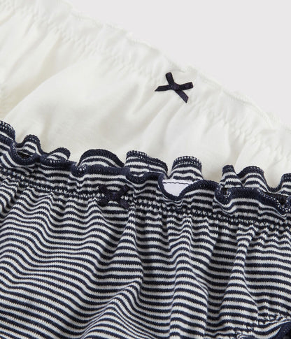 女童白色&黑色棉内衣套装